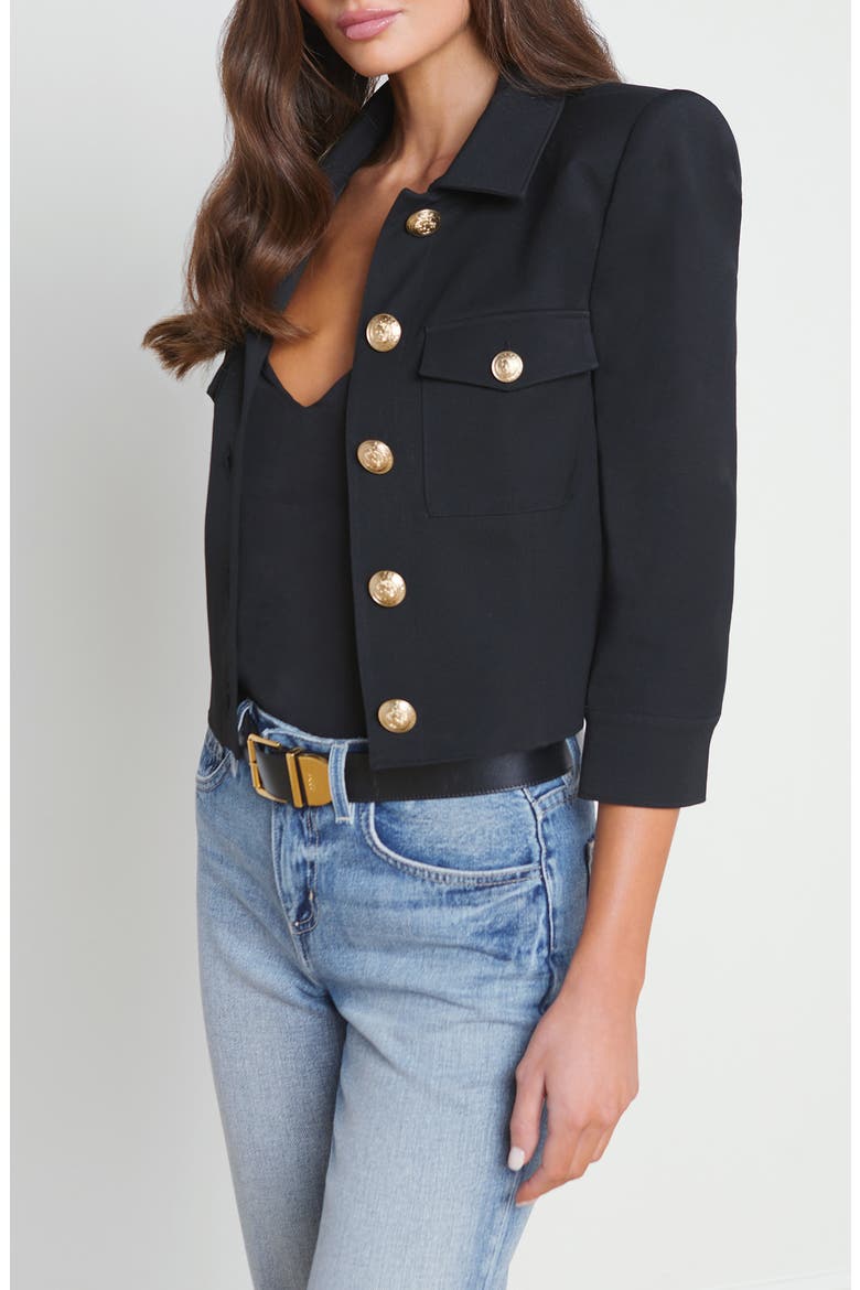 Kumi Fitted Crop Jacket, Alternate, color, BLACK