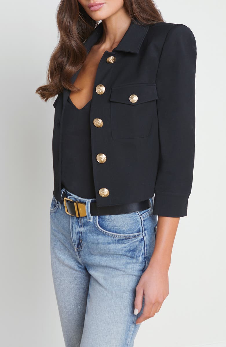 L'AGENCE Kumi Fitted Crop Jacket, Alternate, color, Black