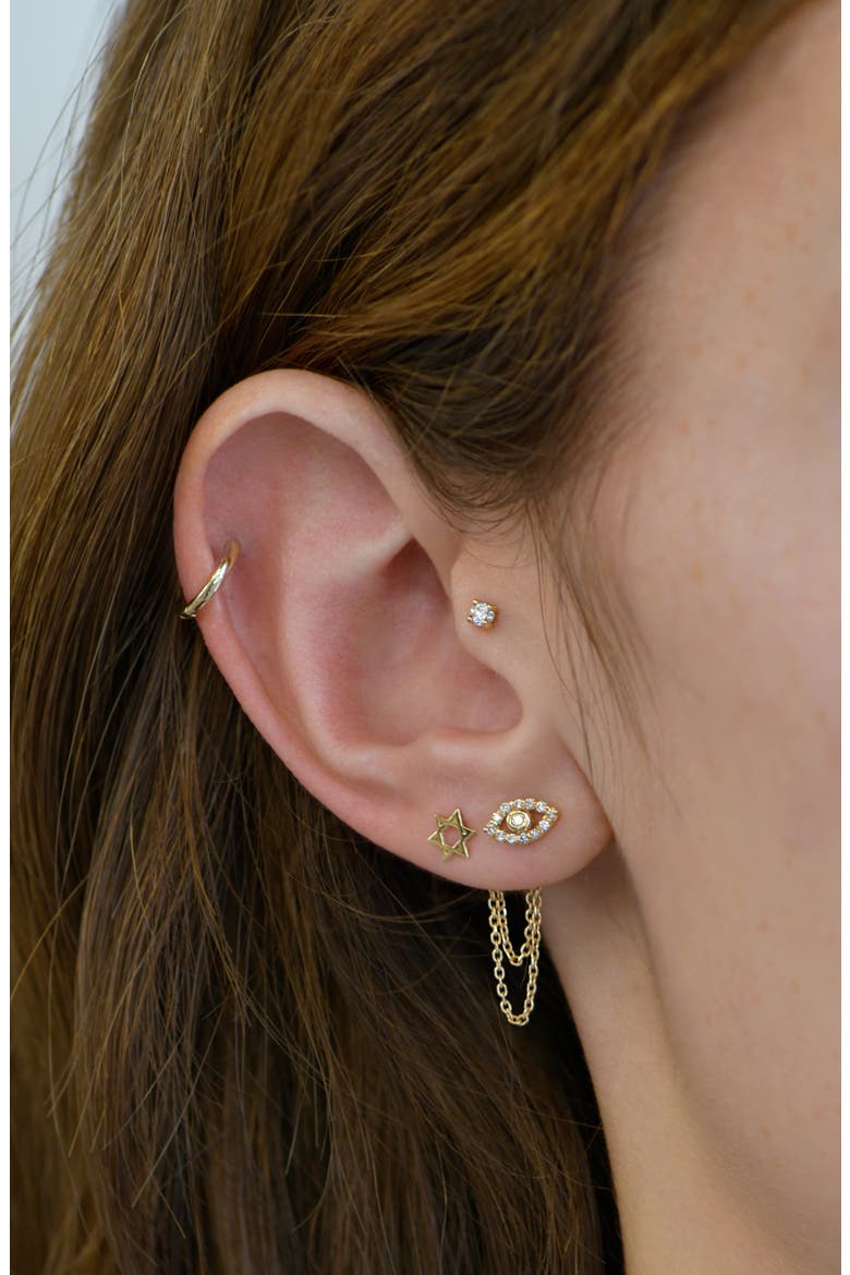 Love Letter Mini Star of David Single Stud Earring, Alternate, color, YELLOW GOLD
