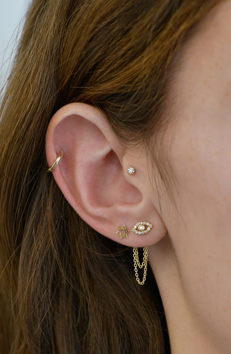 Anzie Love Letter Mini Star of David Single Stud Earring, Alternate, color, Yellow Gold