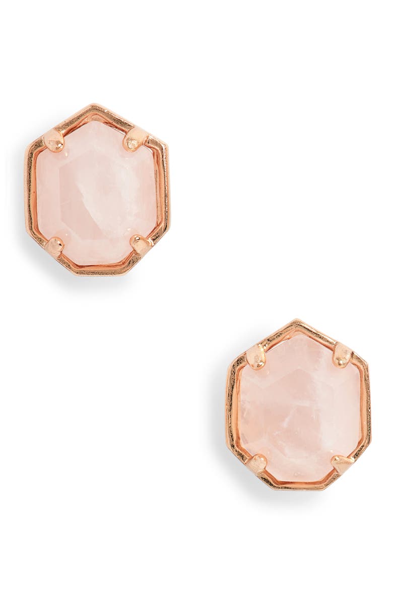 'Logan' Stud Earrings (Nordstrom Exclusive), Main, color, ROSE GOLD/ ROSE QUARTZ