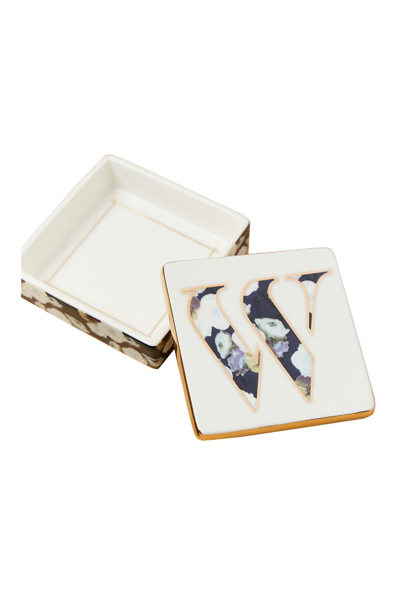 Anthropologie Monogram Lidded Jewelry Box, Alternate, color, WHITE - W