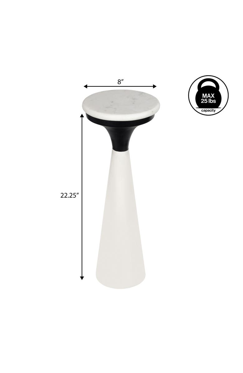 JONATHAN Y Oliver 22.25" Mid-Century Glam Retro Metal Drink Table and Decorative End Table with White Marble Round Top, Alternate, color, White/Black
