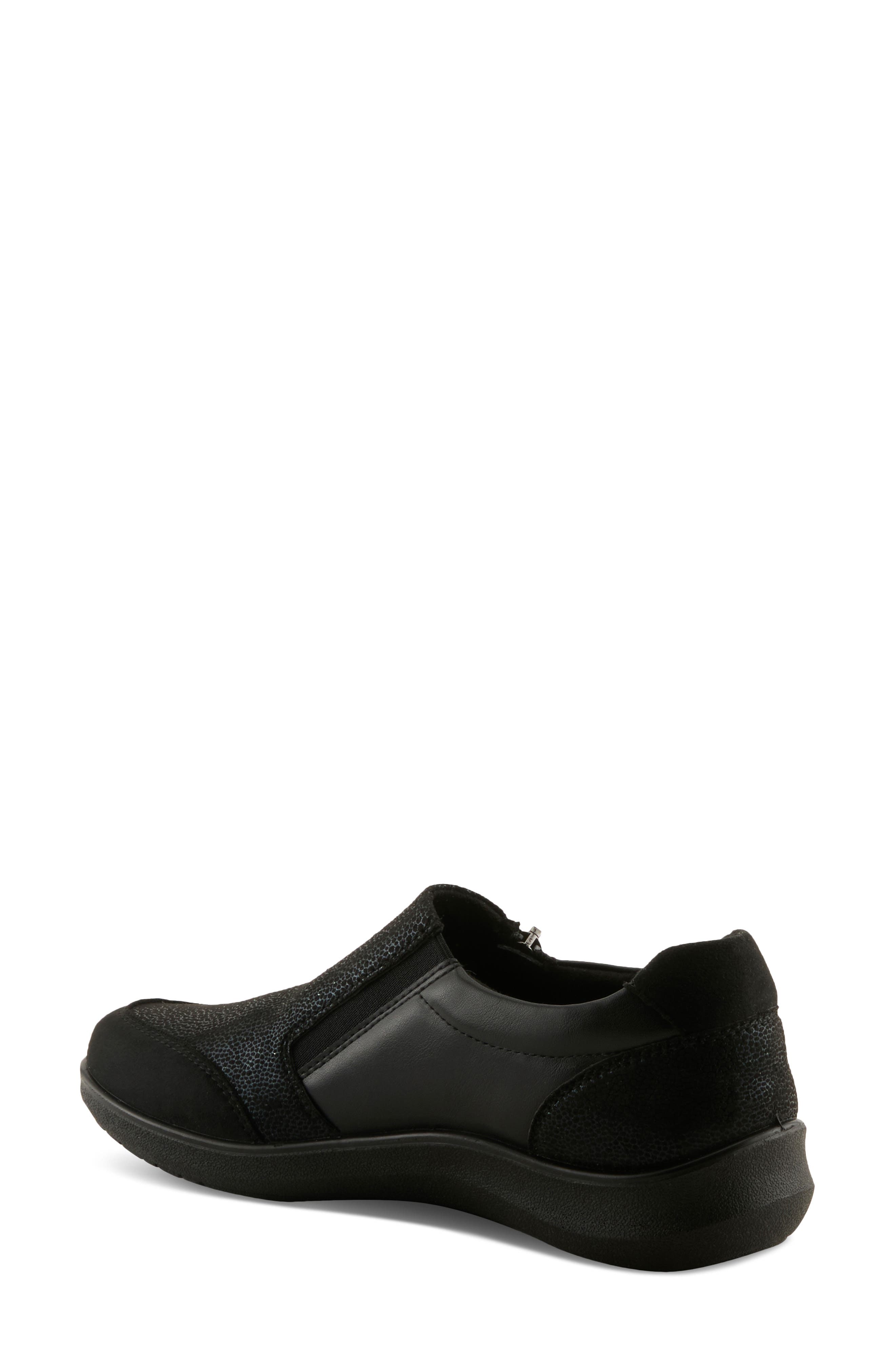 Canstela Faux Leather Slip On Sneaker, Alternate, color, BLACK