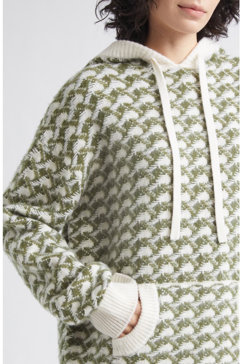 Mallone Merino Wool & Cashmere Sweater Hoodie, Alternate, color, IVORY/ ALOE MULTI