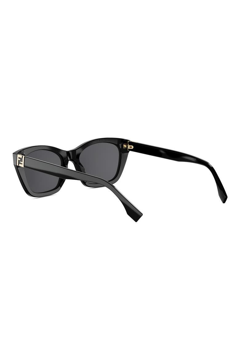 Forever Fendi 54mm Rectangular Sunglasses, Alternate, color, SHINY BLACK / SMOKE