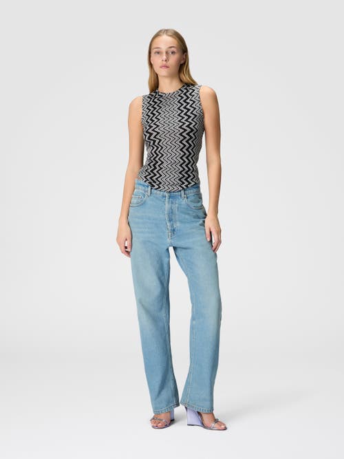 Missoni Black/white Zip Zack Print Top In Black & White