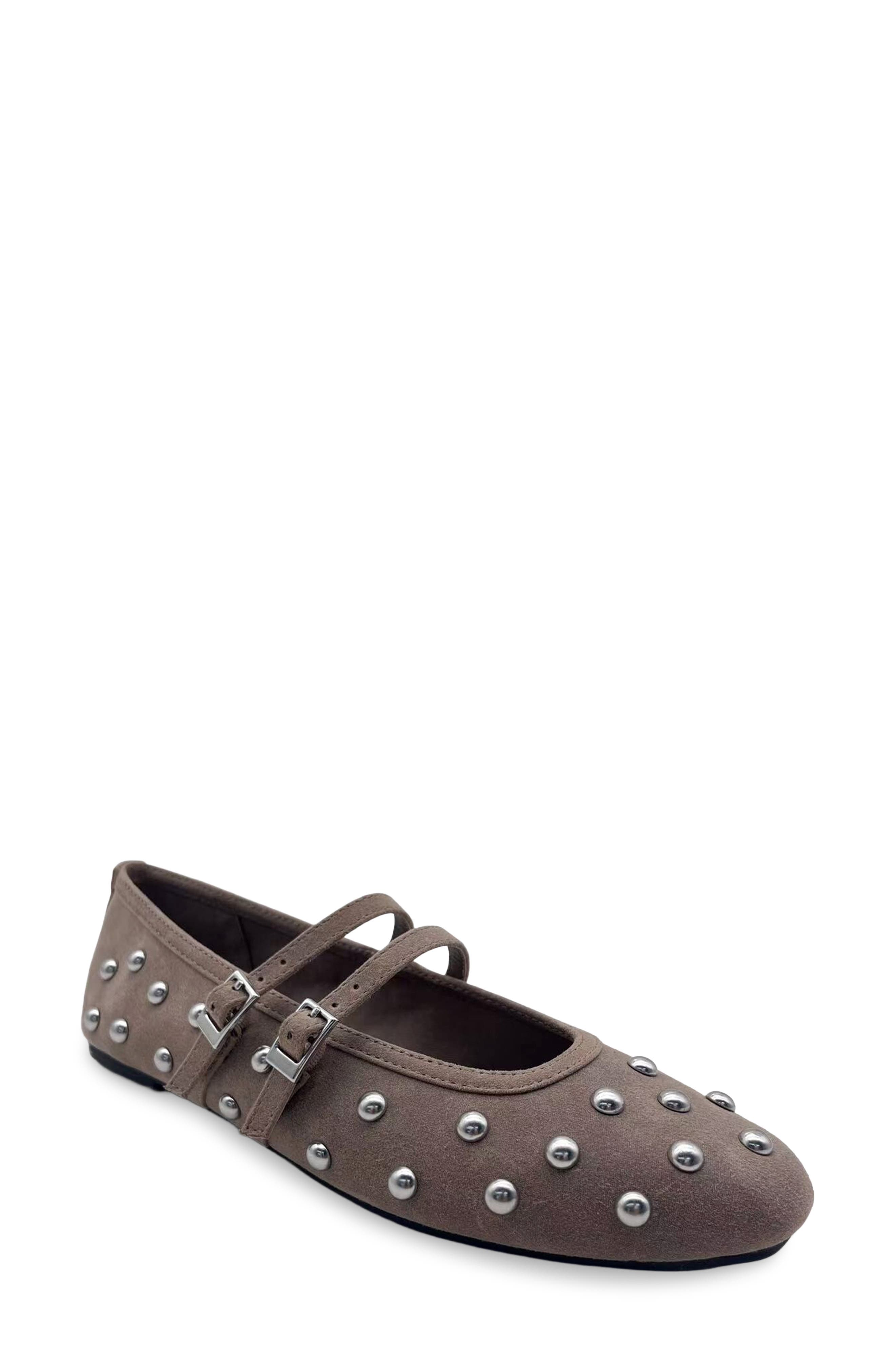 Magic Studded Mary Jane Flat, Main, color, TAUPE MICRO
