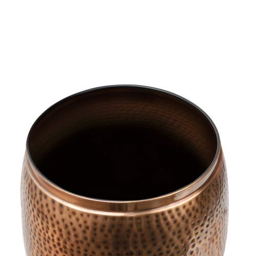 Happimess Merida Modern Rustic Hammered Metal Drum Storage Side Table With Lid