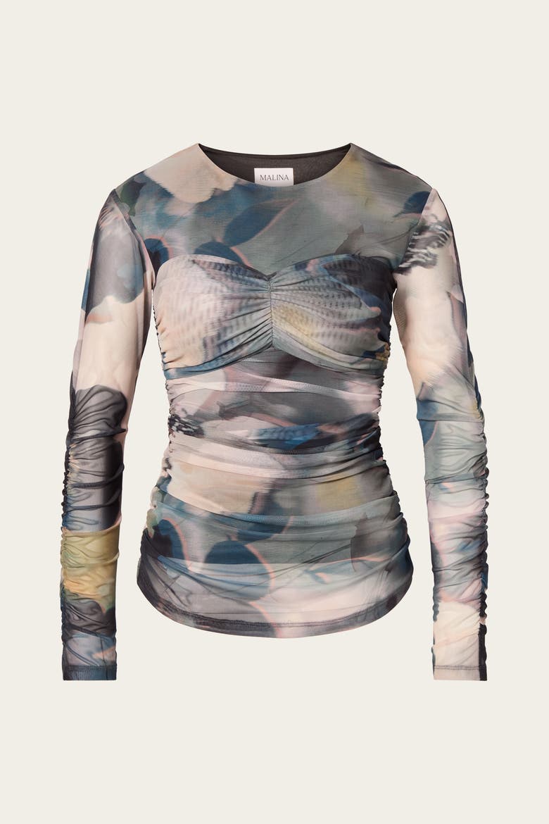 Elionora Sheer Jersey Long Sleeve Top, Alternate, color, Dusty Poppy