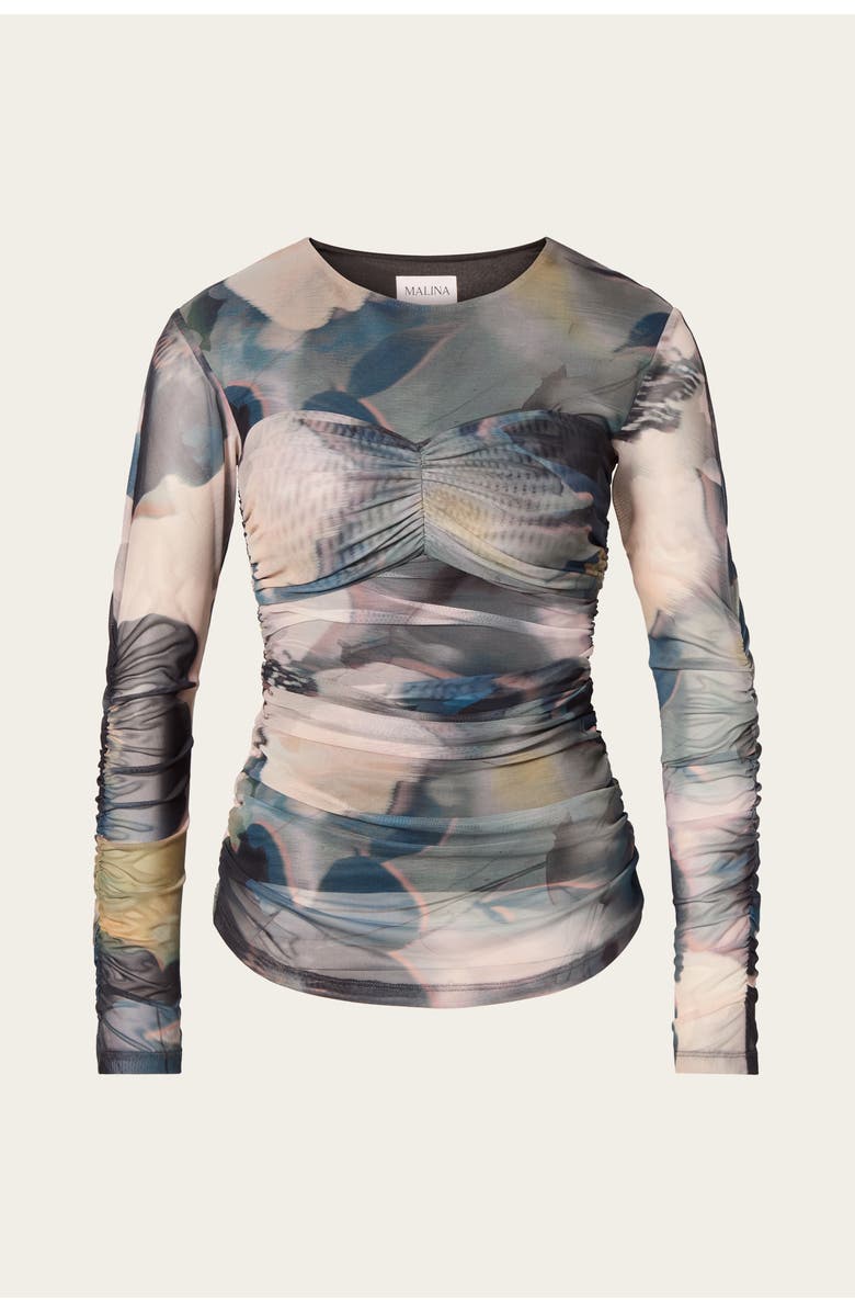 Malina Elionora Sheer Jersey Long Sleeve Top, Alternate, color, Dusty Poppy