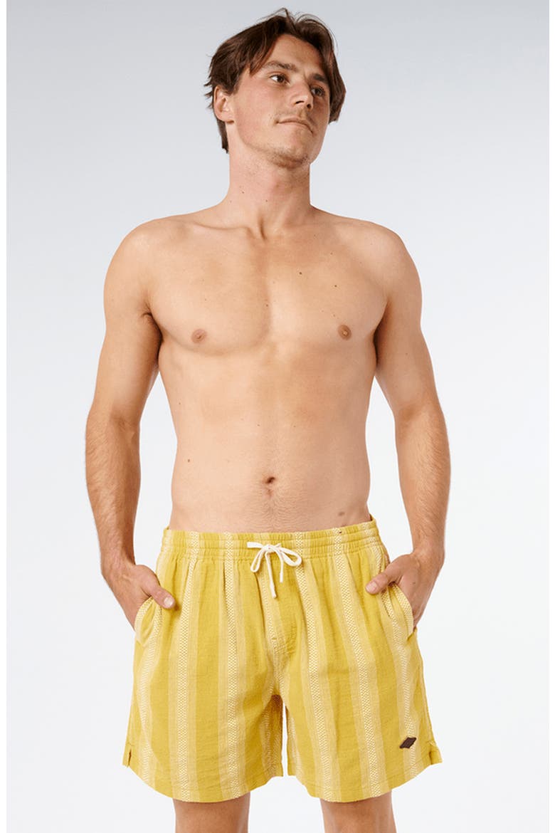 Classic Surf Weaver Stripe Cotton Drawstring Shorts, Alternate, color, OCHRE