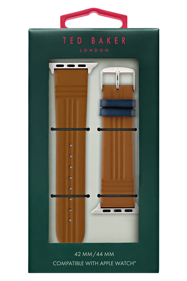 Leather Apple Watch® Watchband, Main, color, BROWN