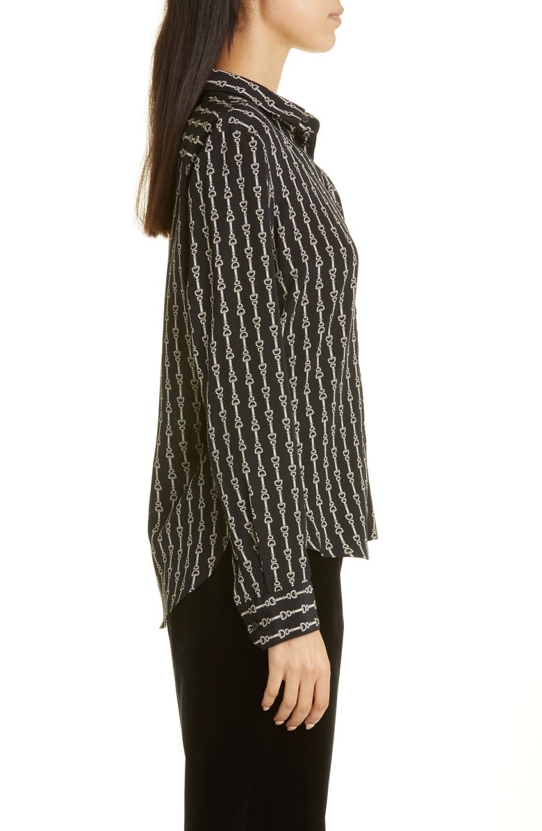 Nili Lotan Gaia Slim Fit Silk Blend Shirt, Alternate, color, 