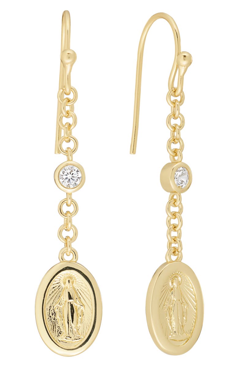 ATHRA LUXE Virgin Mary Drop Earrings, Main, color, Gold