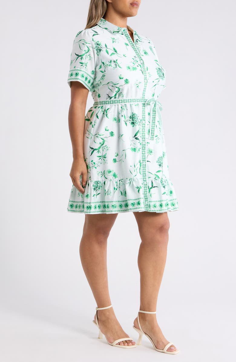 CeCe Floral Stretch Cotton Shirtdress, Alternate, color, Vibrant Kelly