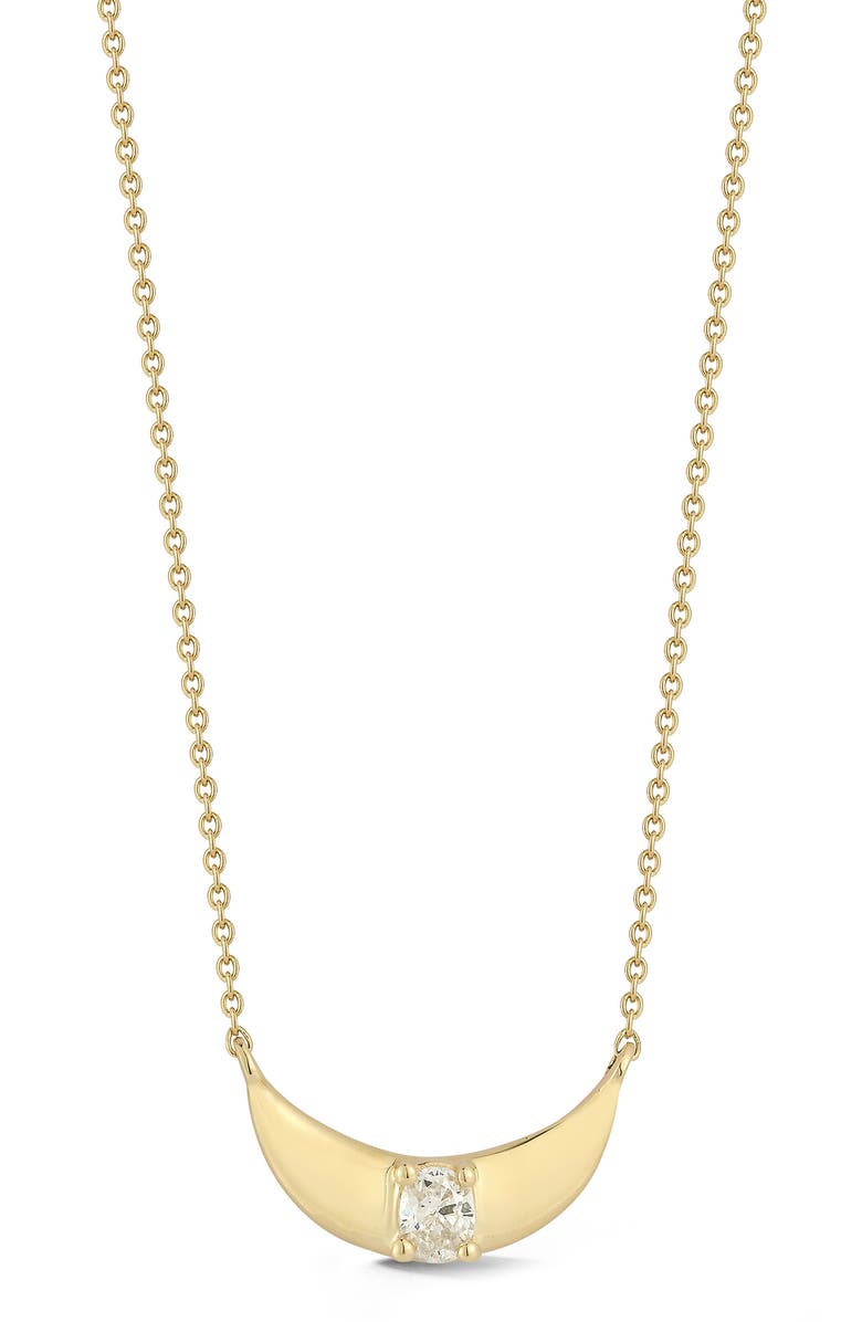 Dana Rebecca Designs Mikaela Estelle Diamond Crescent Pendant Necklace, Main, color, Yellow Gold