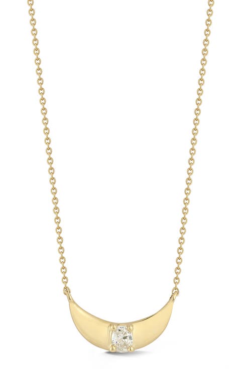 Mikaela Estelle Diamond Crescent Pendant Necklace