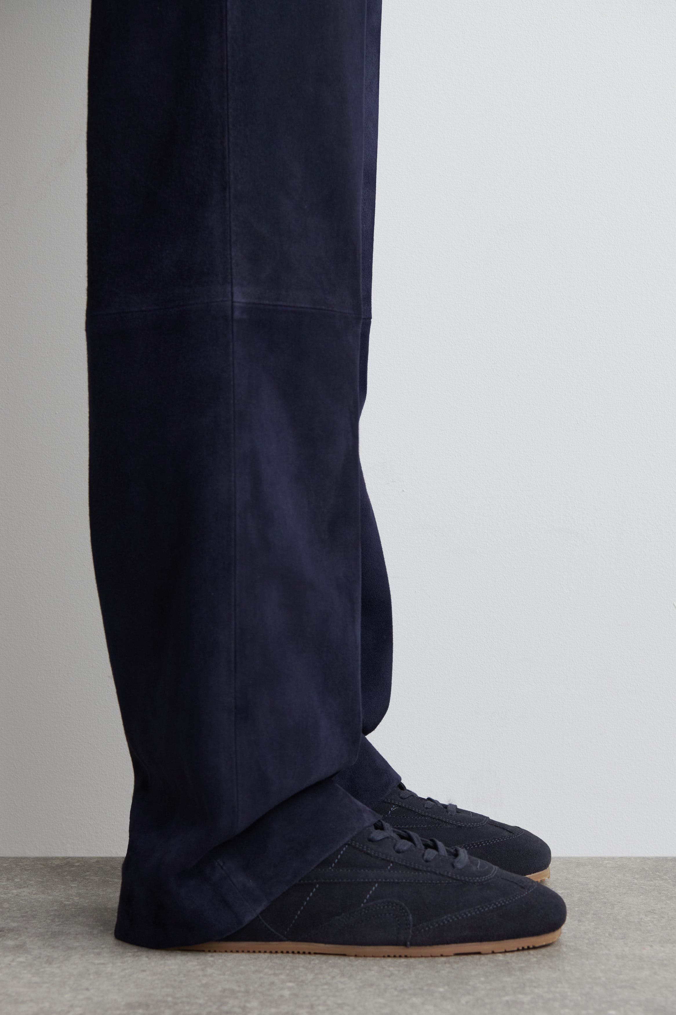 Minimal Leather Sneakers, Alternate, color, NAVY