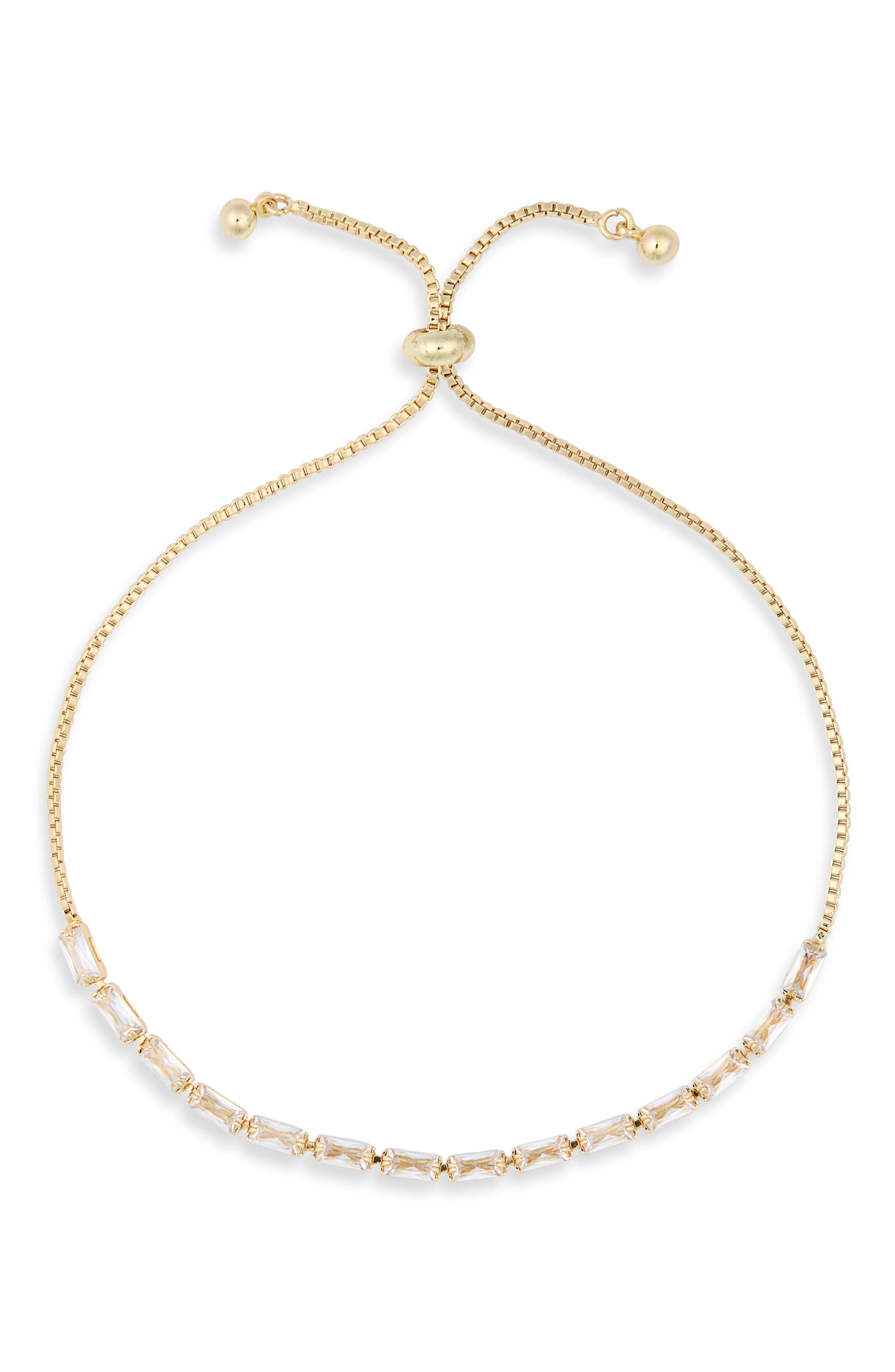 EYE CANDY LOS ANGELES Lupita Baguette Cubic Zirconia Bolo Bracelet