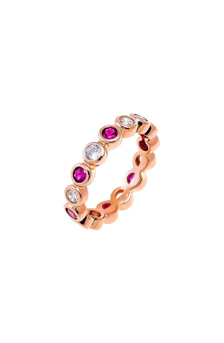 BY ADINA EDEN Colored CZ Bezel Eternity Band, Main, color, Red