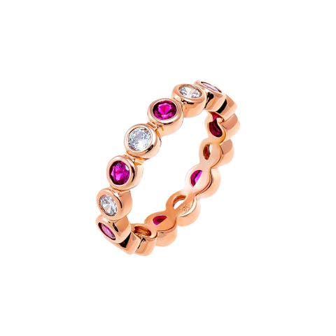 Colored CZ Bezel Eternity Band