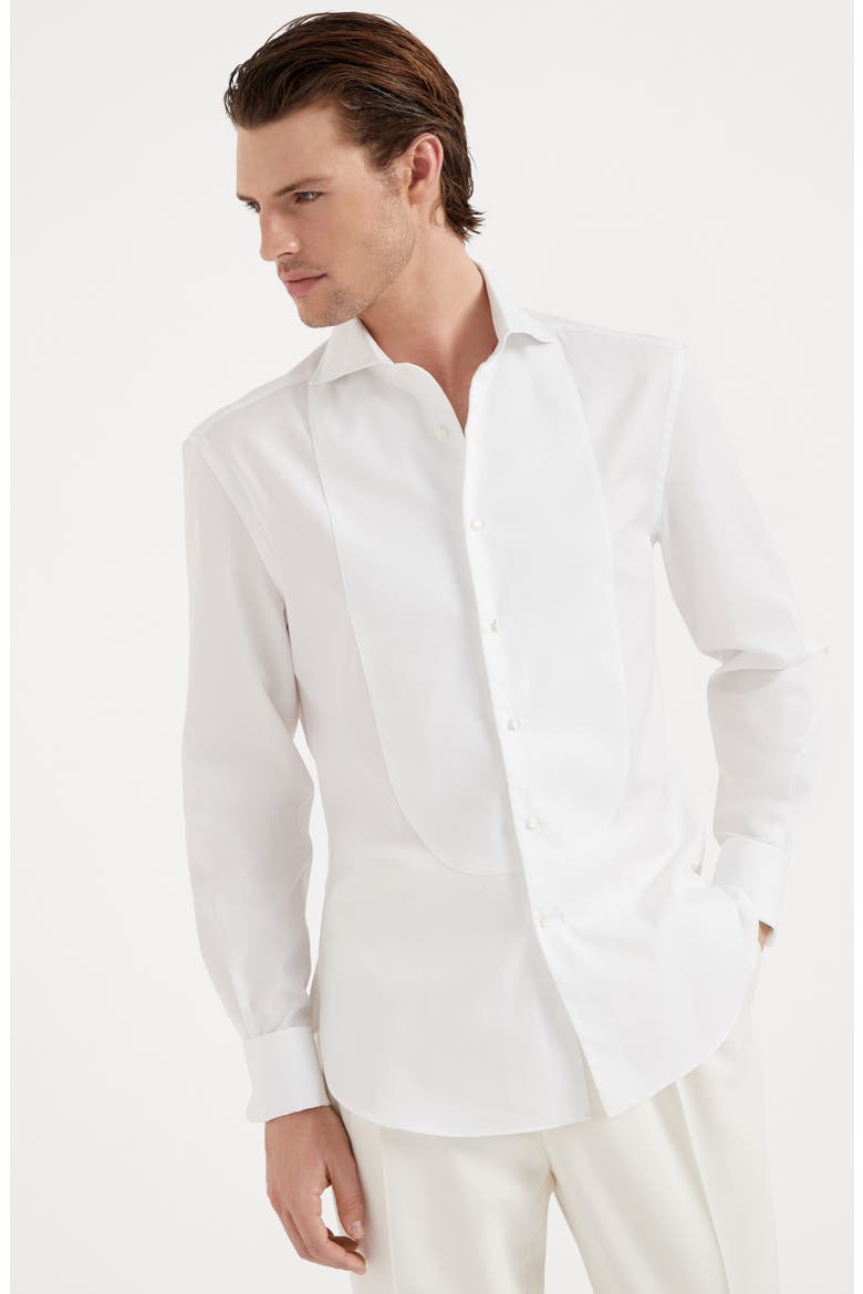 Tuxedo shirt with pleating, Alternate, color, White