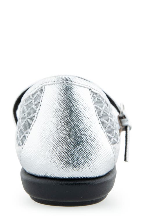 Aerosoles Baylee Mesh Mary Jane Flat In Silver Mesh Fabric