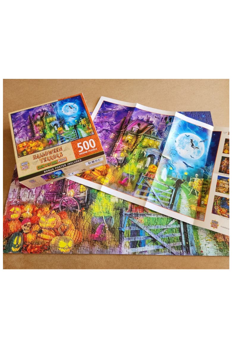 Halloween Terrors 500 Piece Glow Puzzle, Alternate, color, Multicolor