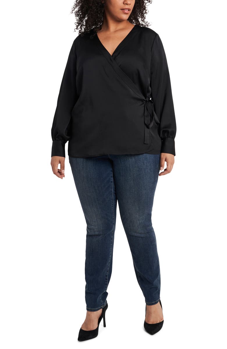 Vince Camuto Wrap Front Long Sleeve Blouse, Alternate, color, 