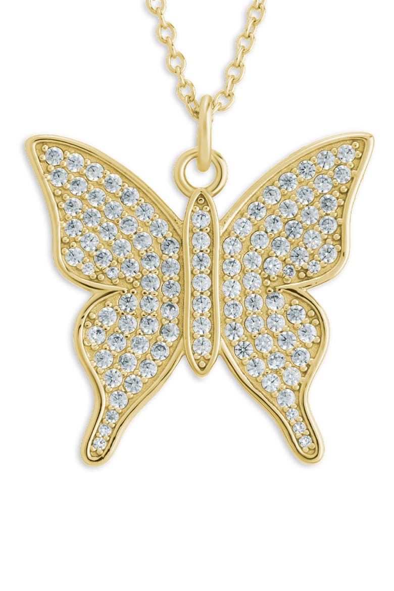 Pavé Butterfly Pendant Necklace, Main, color, GOLD