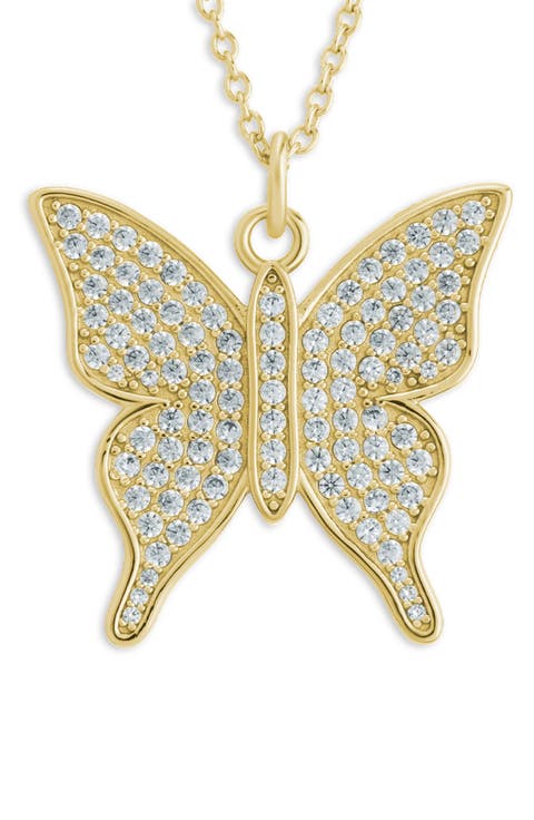 Pavé Butterfly Pendant Necklace