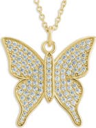Sterling Forever Pavé Butterfly Pendant Necklace
