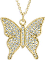 Sterling Forever Pavé Butterfly Pendant Necklace