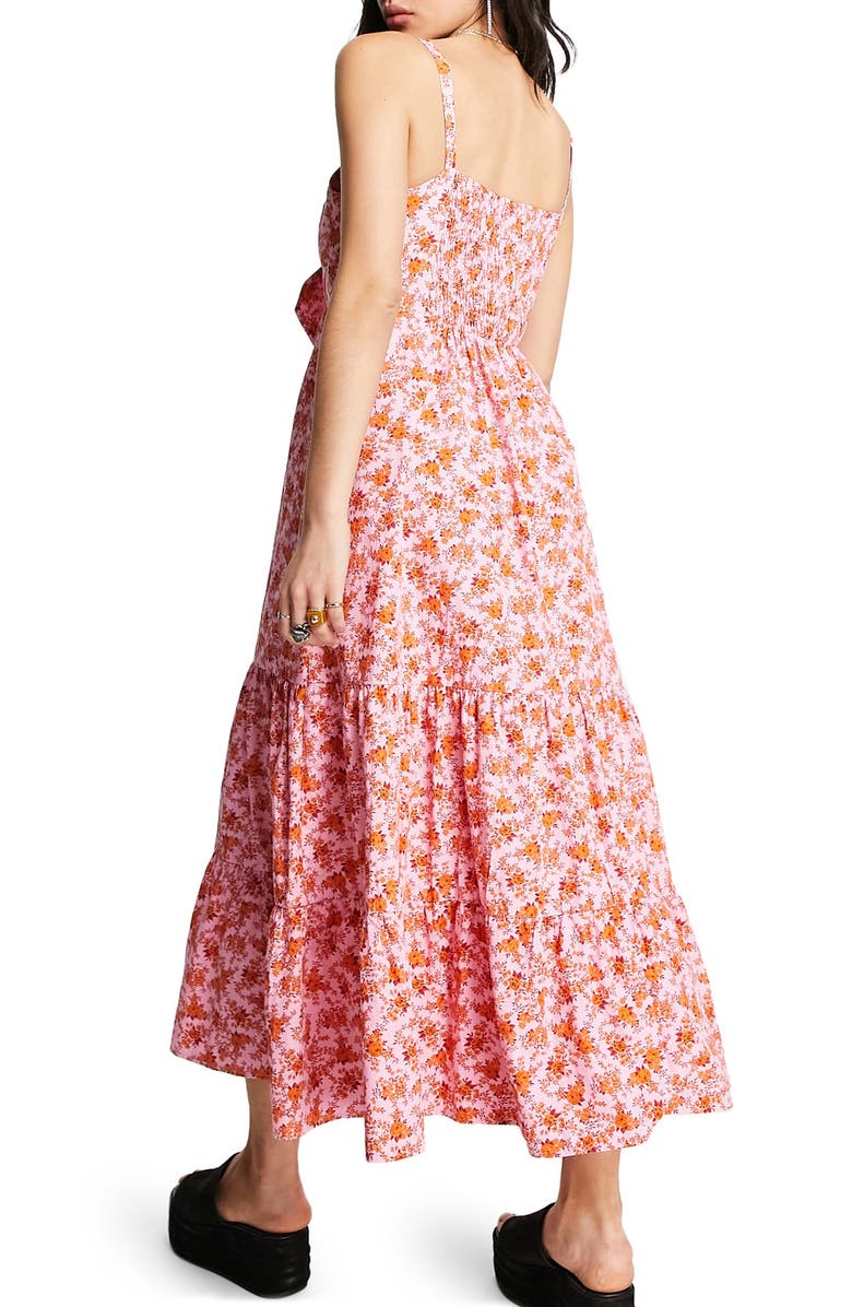 Topshop Floral Print Cotton Sundress, Alternate, color,