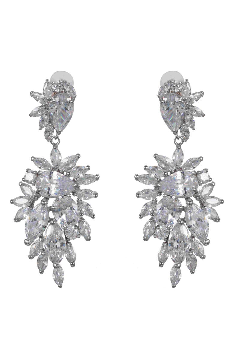 Nina Pavé Cluster Clip-On Drop Earrings, Main, color,