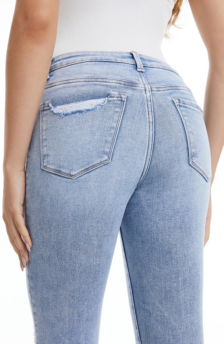 Bayeas Tina High Waist Distressed Crop Flare Jeans, Alternate, color, Light Blue