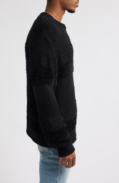 Obey Charles Textured Stripe Crewneck Sweater In Black Multi