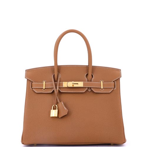 Pre-owned Hermes  Hermes Birkin Handbag Brown Togo With Gold Hardware 30 In Gold