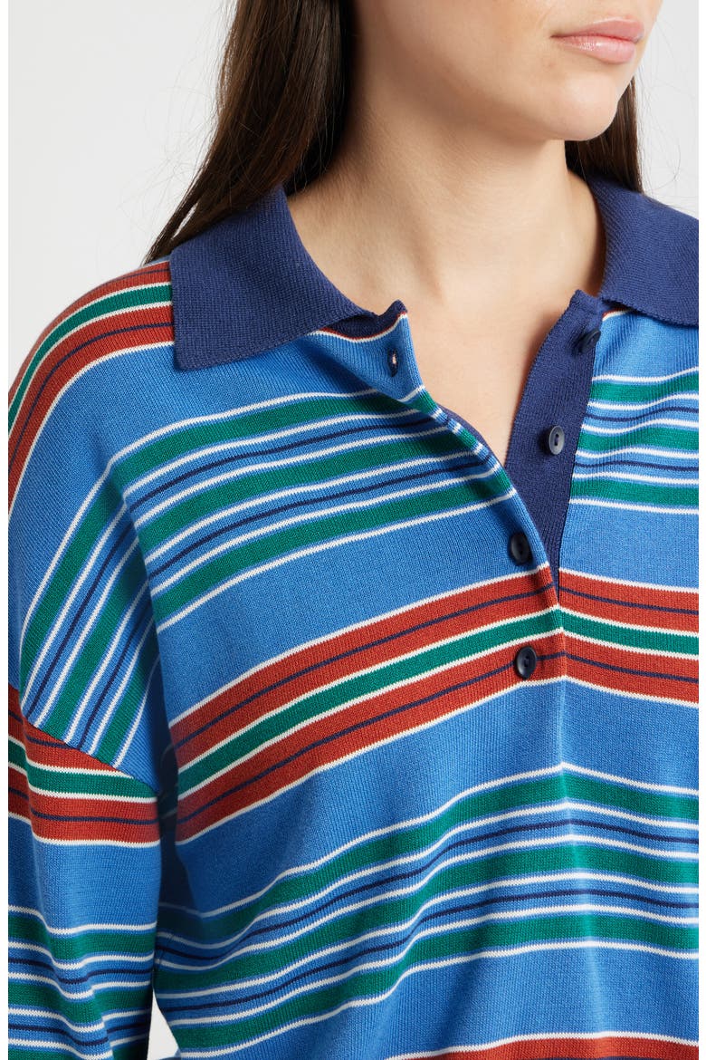 Harlow Oversized Striped Long Sleeve Polo, Alternate, color, JUAN STRIPE
