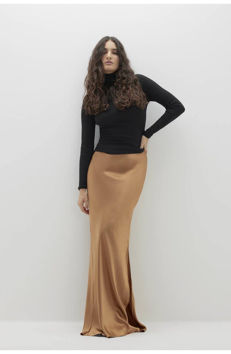 NAKED CASHMERE Siren Silk Maxi Skirt, Main, color, Bronze