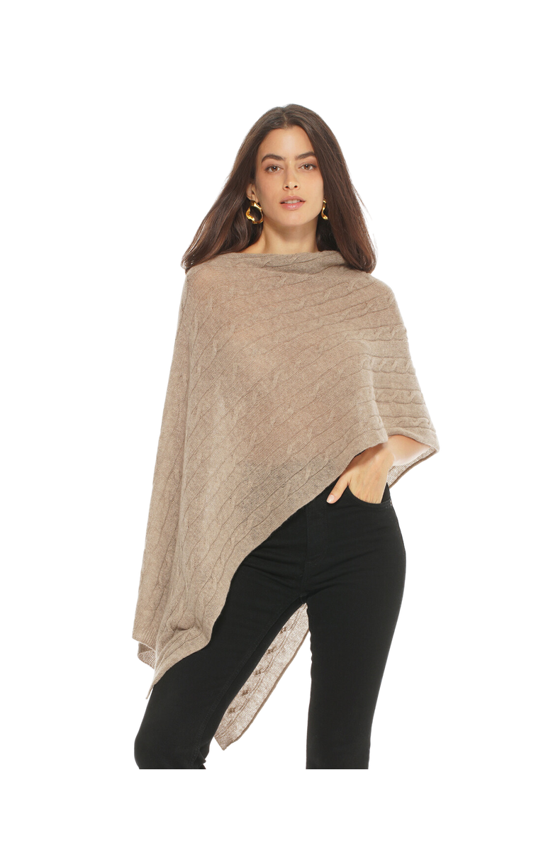 Monticelli Cashmere Pure Cashmere Textured Knit Poncho, Alternate, color, Light Gray