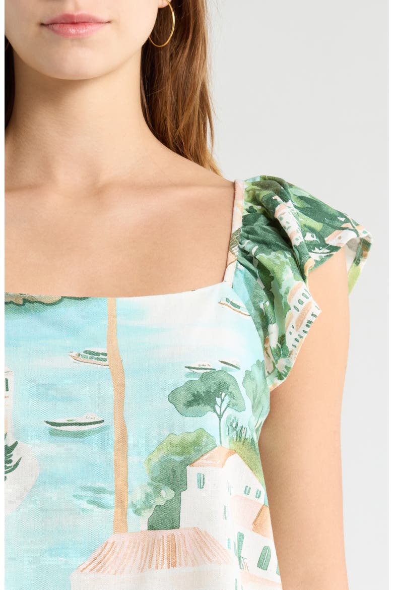 Piti Town Tazzy Flutter Sleeve Top, Alternate, color, AQUA-MULTI