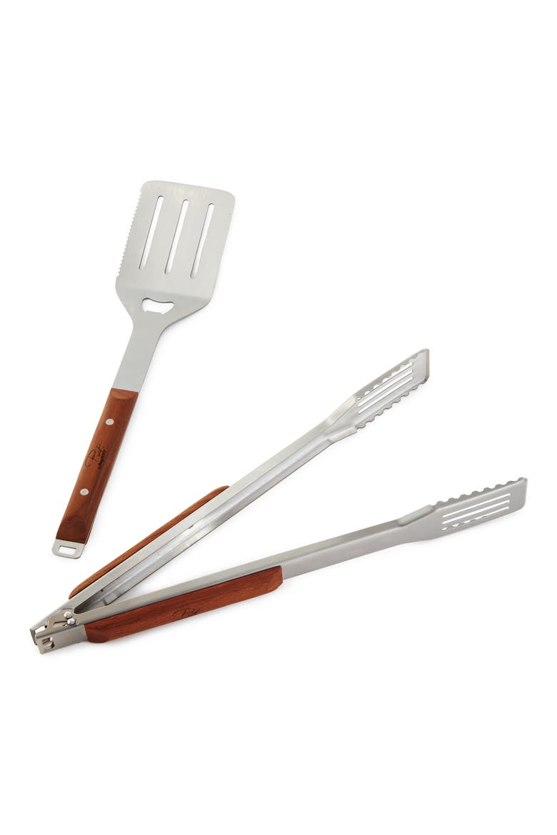 BBQ Tongs & Turner Set, Main, color, BROWN
