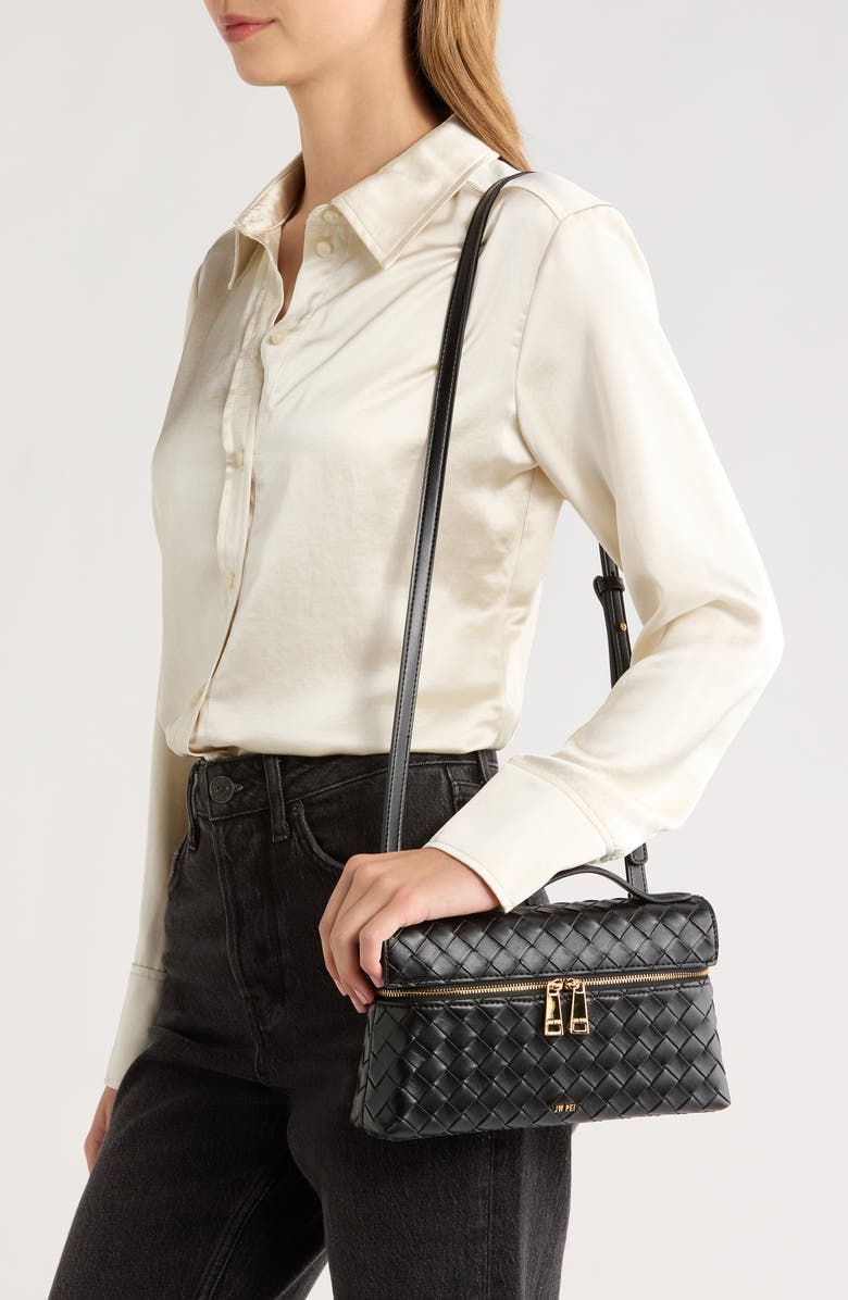 JW PEI Thea Woven Faux Leather Top Handle Crossbody Bag, Alternate, color, Black