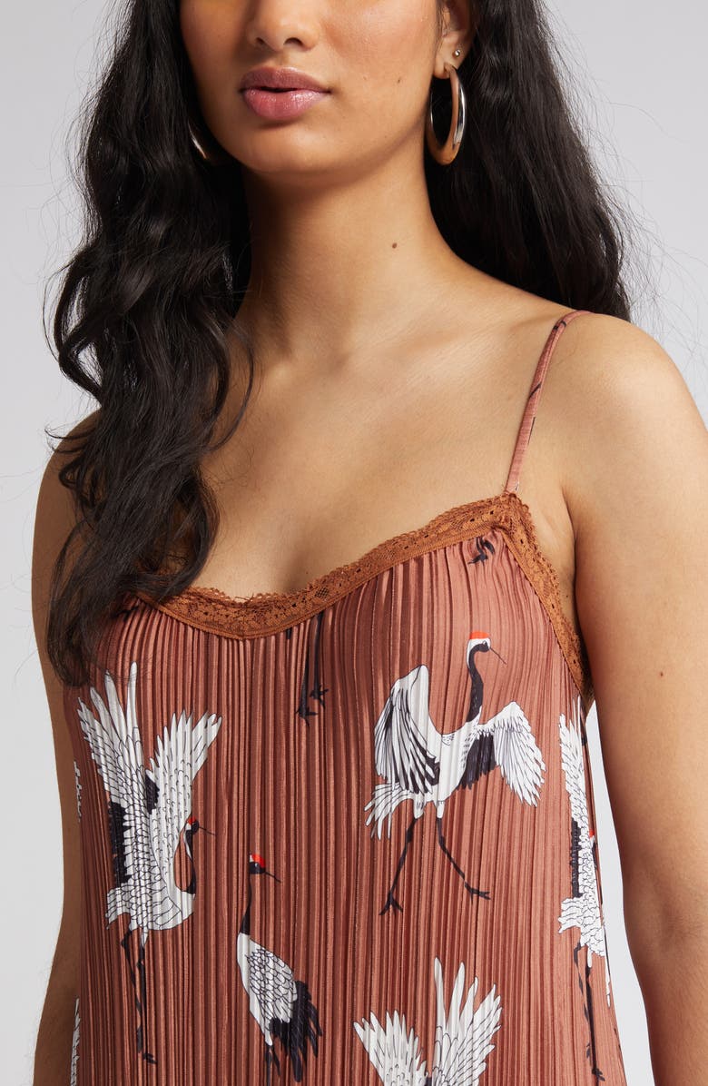 Dressed in Lala Money Honey Plissé Midi Slipdress, Alternate, color, 