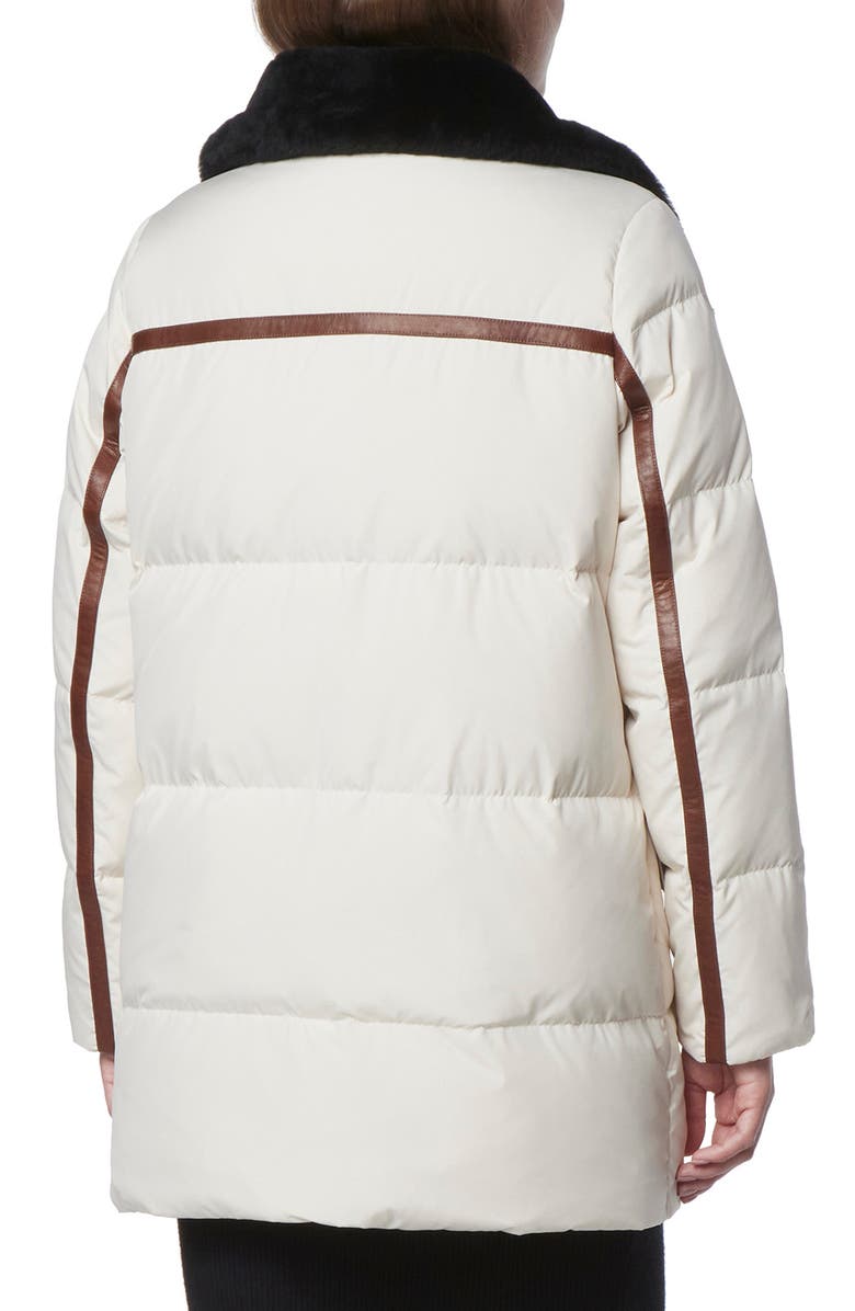 Andrew Marc Dutton Genuine Shearling Trim Down & Feather Fill Puffer Parka, Alternate, color, Birch