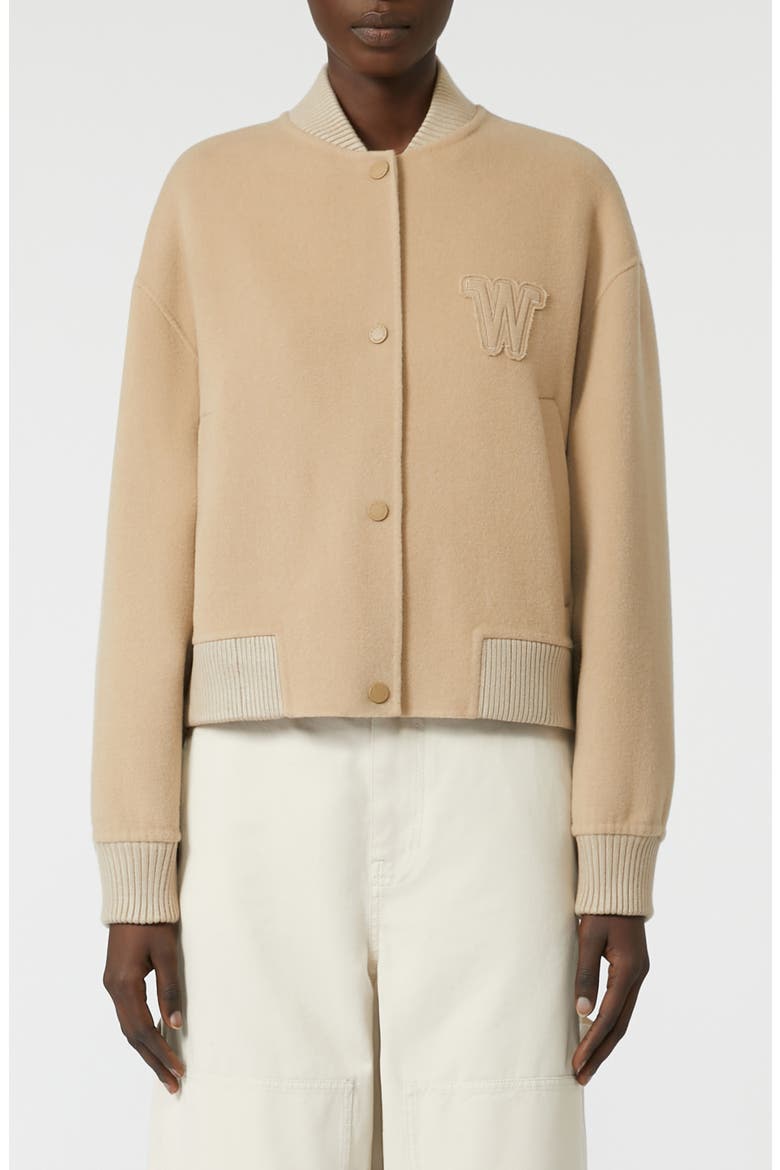 Zelante Virgin Wool Blend Bomber Jacket, Main, color, CAMEL