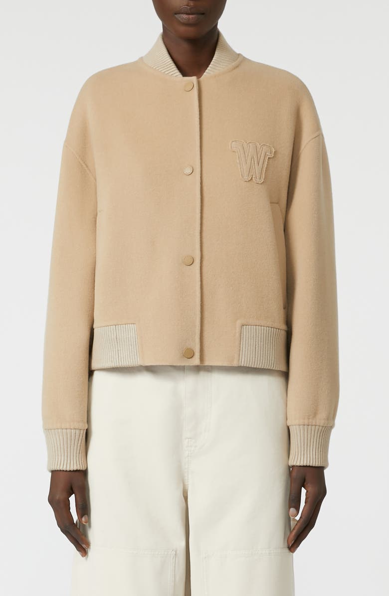 Weekend Max Mara Zelante Virgin Wool Blend Bomber Jacket, Main, color, Camel