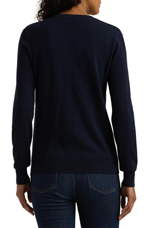 Ralph Lauren Lauren  Cotton & Modal Crewneck Sweater In Lauren Navy